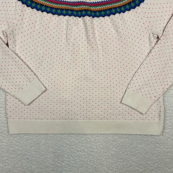 Talbots Petite Size LP Crewneck Sweater Fair Isle Knit Colorful Preppy FLAW - Picture 3 of 9